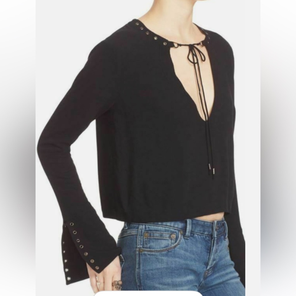 Black Lace-Up Women's Top